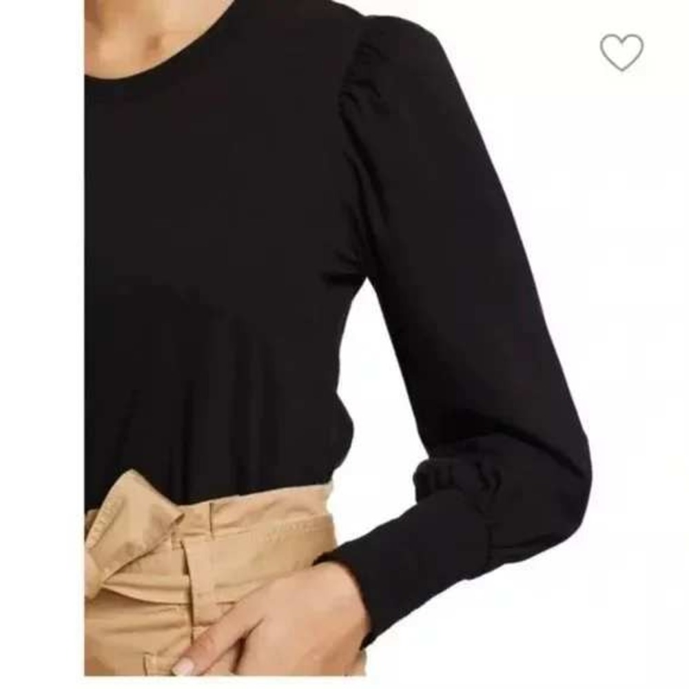 A.L.C. Karter Long Puff Sleeve Top Tee Black XS - Picture 2 of 10